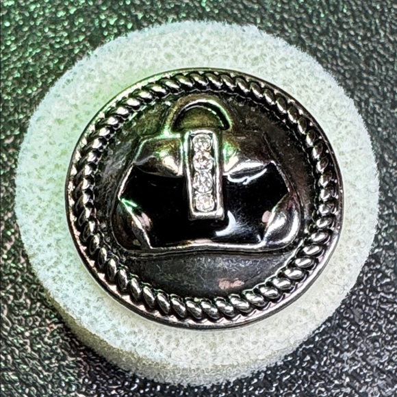 Ginger Snaps Jewelry - Ginger Snaps 20mm Black Enamel Purse with rhinestones